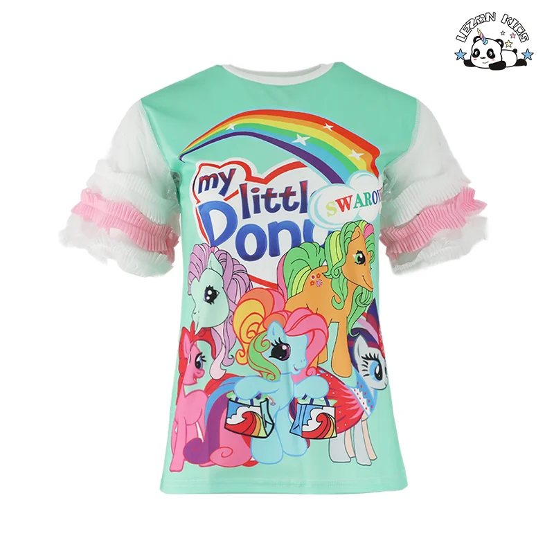LEZONKIDS - Summer Children Sequined Rainbow Zipper up Hooded Short Sleeve Top Set Casual Girls Clothing Sets